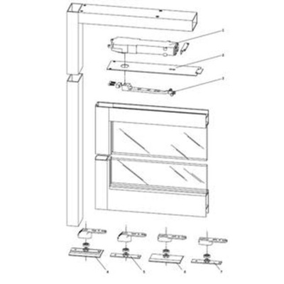 dormakaba Center Hung End Load, Aluminum Door and Frame - 7/8 Top Rail, Complete Overhead Closer Overhead Closers